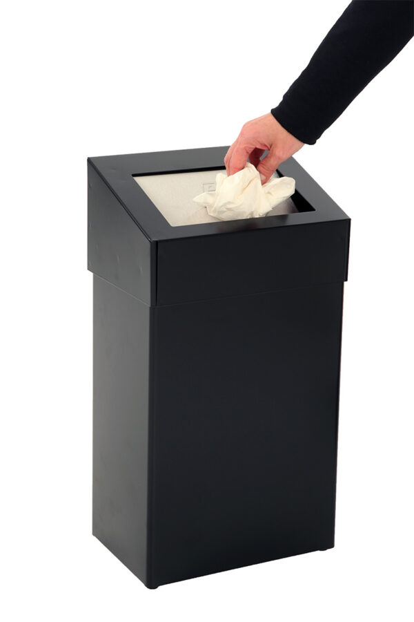 Afvalbak met pushklep 18 liter zwart - VB 719624 - Afbeelding 3