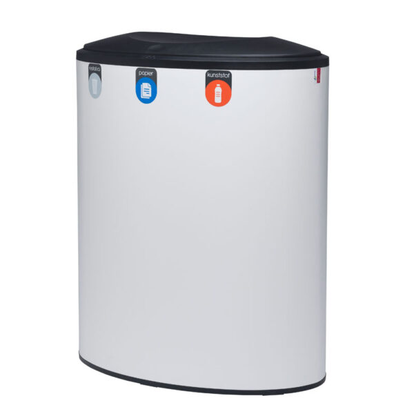 Binc afvalbak 3-stroom met gesloten deksel wit, zwart - VB 730667 - Afbeelding 2