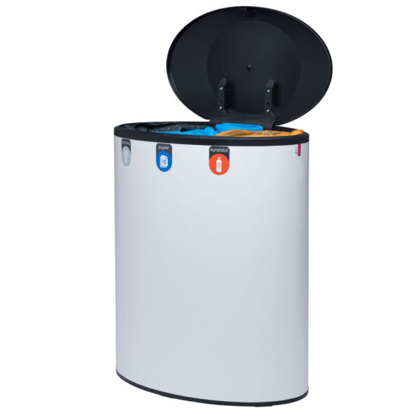 Binc afvalbak 3-stroom met gesloten deksel wit, zwart - VB 730667 - Afbeelding 3
