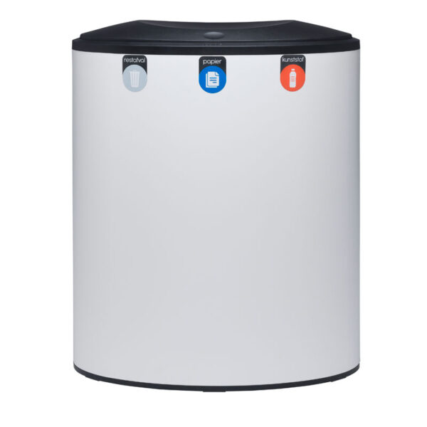 Binc afvalbak 3-stroom met gesloten deksel wit, zwart - VB 730667 - Afbeelding 4