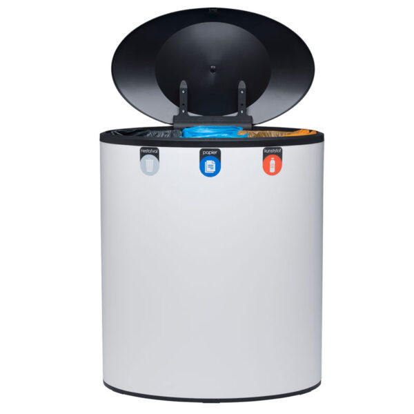 Binc afvalbak 3-stroom met gesloten deksel wit, zwart - VB 730667 - Afbeelding 5