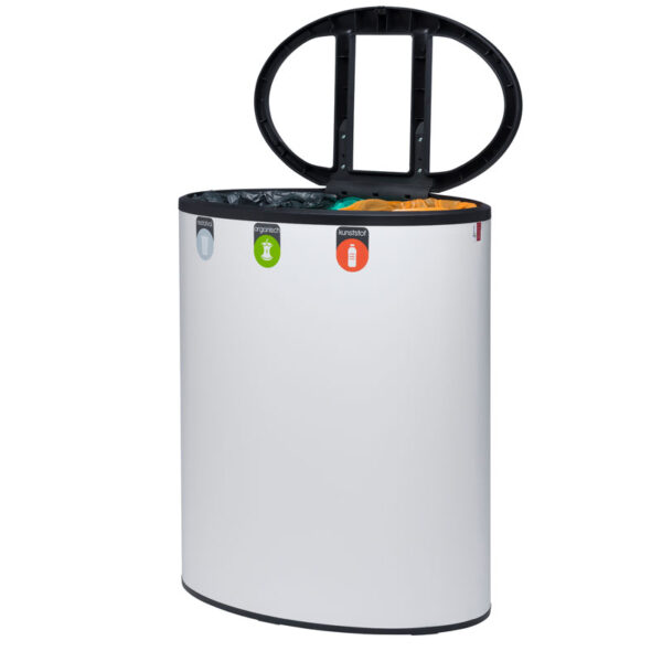 Binc afvalbak 3-stroom met open deksel wit, zwart - VB 730704 - Afbeelding 3