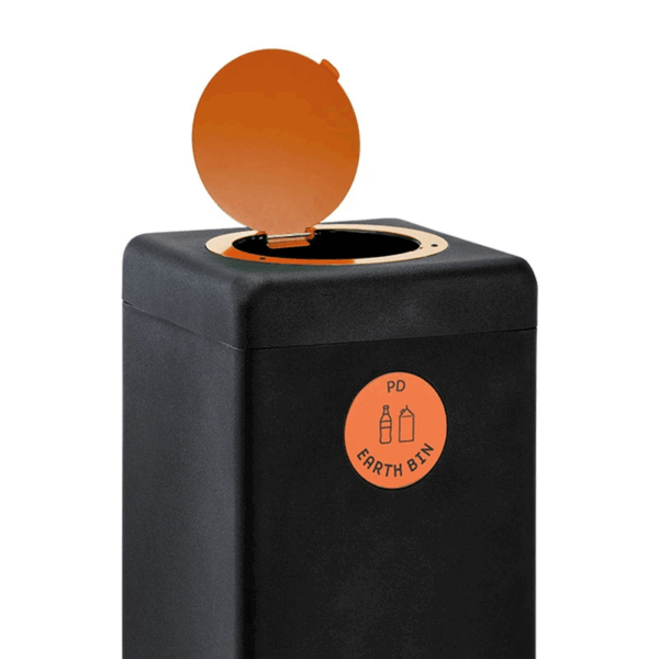 EarthBin afvalbak 90L zwart, oranje - VB 690614 - Afbeelding 3